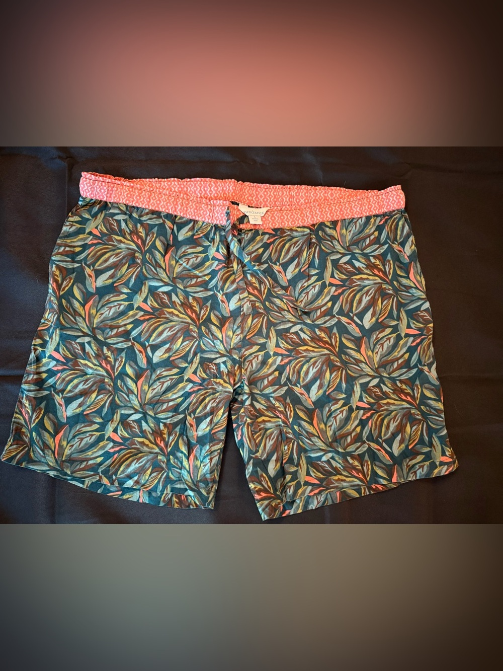 Sundance Leia II Teal Leaf Cotton Shorts Large